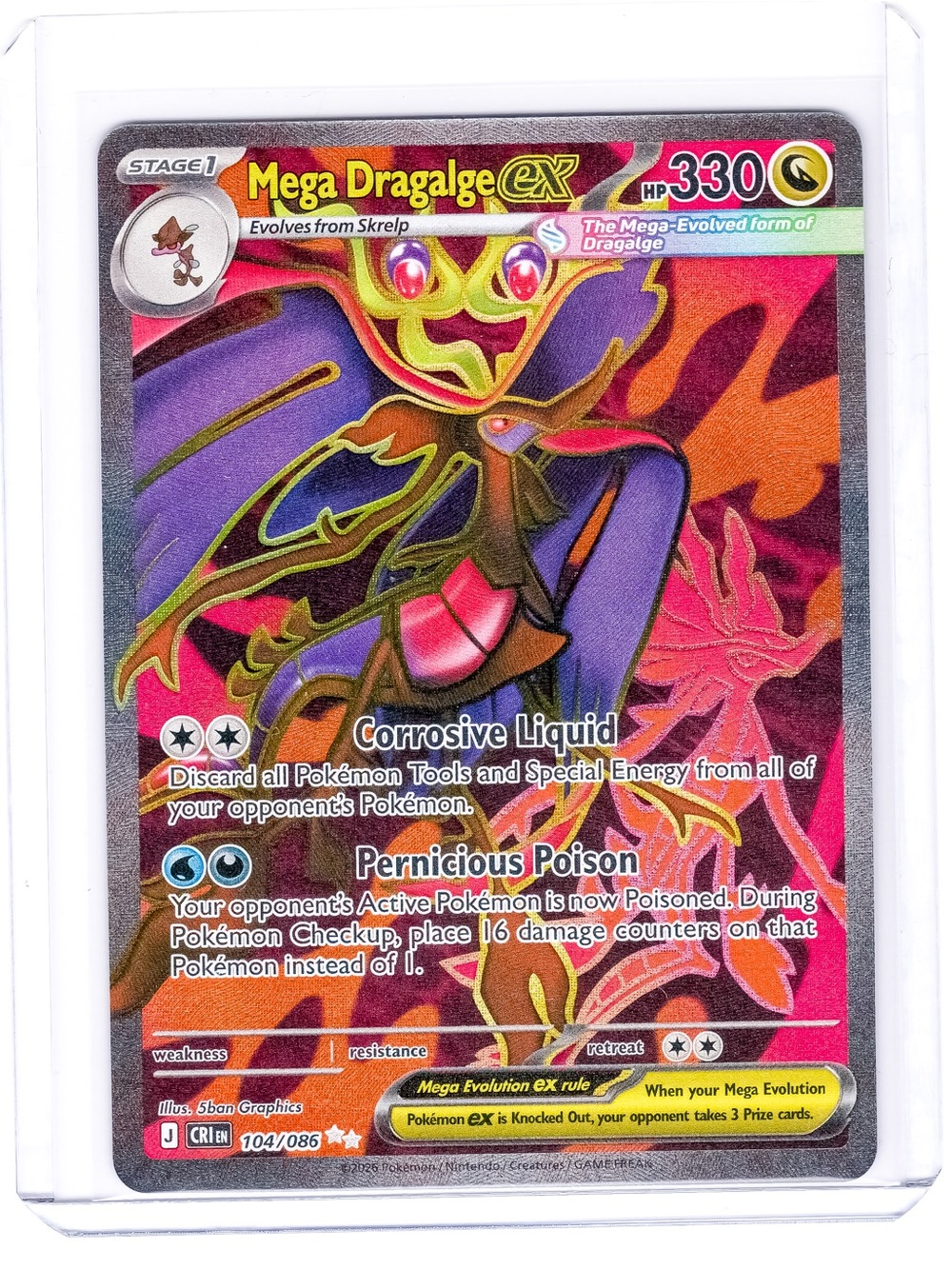 Mega Dragalge 104/086 EX Chaos Rising NM Pokemon Trading Card
